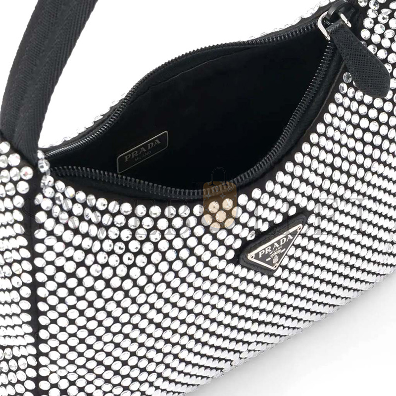 PRADA RE-EDITION SATIN MINI BAG WITH CRYSTALS 1NE515 (22*17*6cm)